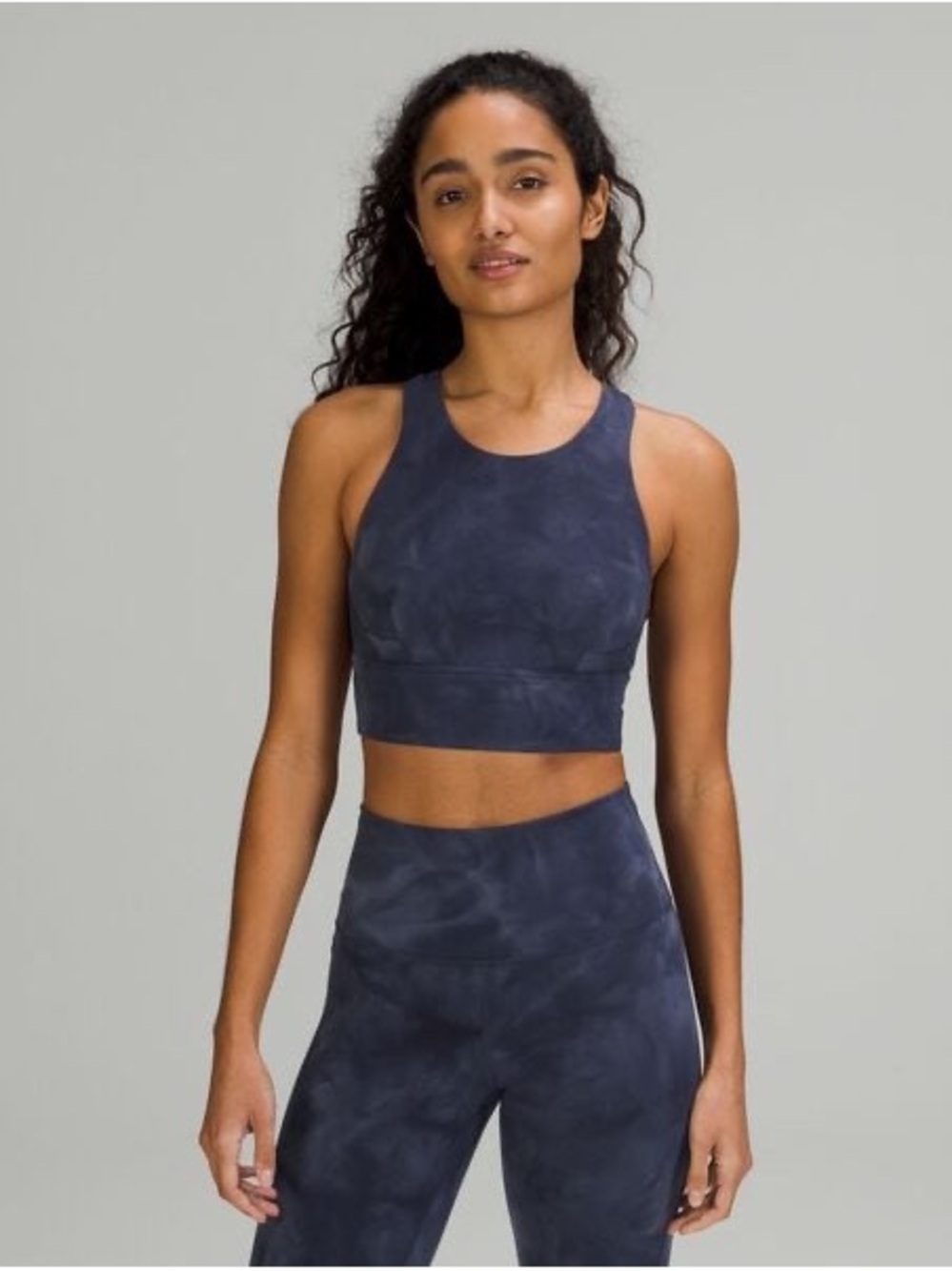 lululemon athletica Navy Tie-Dye High-Neck Crop Top